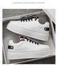 Pánské letní prodyšné bílé tenisky zvyšující výšku - Trendy ležérní skate boty na tlusté podrážce