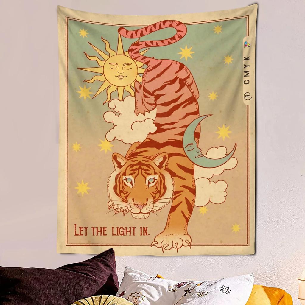 VIKAMA Adorable Cat Tarot Tapestry Cute Cartoon Wall Art Perfect for Bedrooms Dorm Rooms and Living Rooms