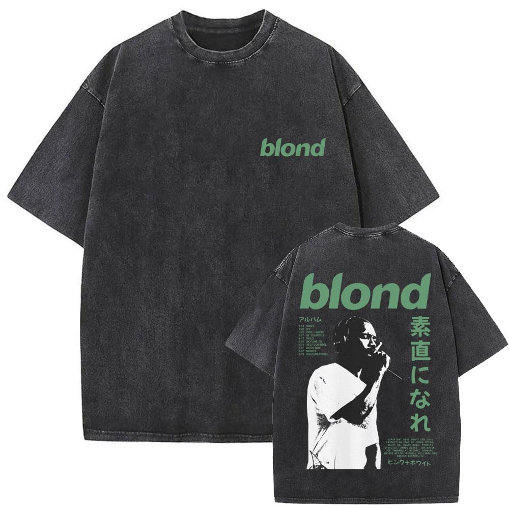 Washed Rapper Frank Vintage Oversized T Shirts Men Ocean Hip Hop Trend T Shirt Blond Pop Music Tshirts Male Fashion Streetwear