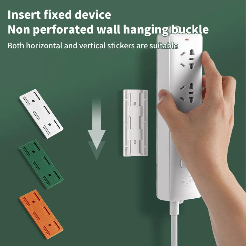 1 Pcs Wall-Mounted Plug Fixer Sticker Punch-free Home Self-Adhesive Socket Fixer Cable Wire Organizer Power Strip Holder