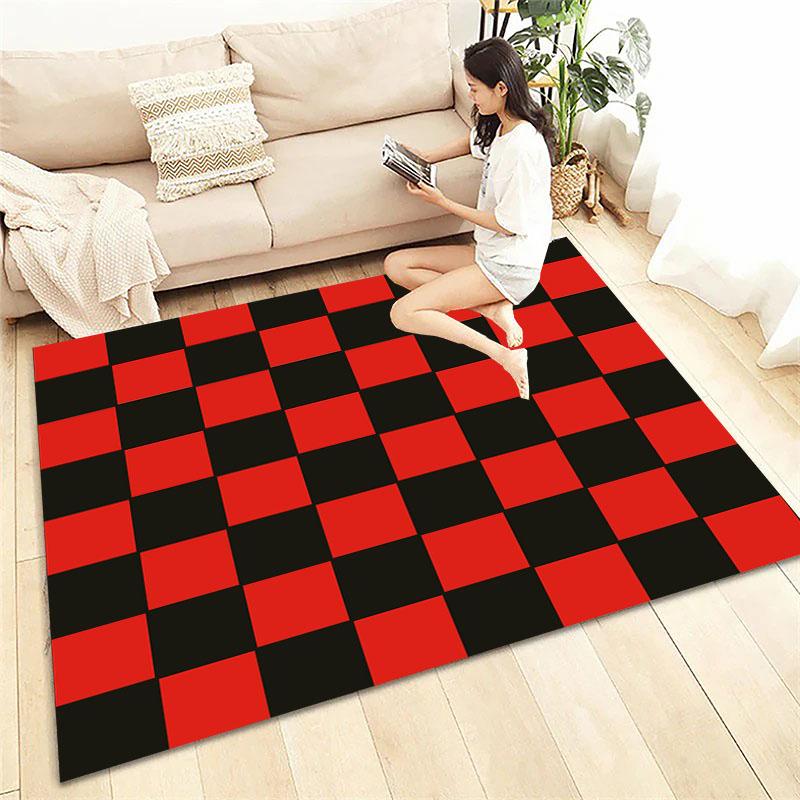 

Клетчатые квадраты 3D-печать для спальни, гостиной, прихожей, длинный ковер-дорожка, противоскользящий коврик, коврик для дивана, придверный коврик, коврики для домашнего декора 40x60cm (16x24in)
