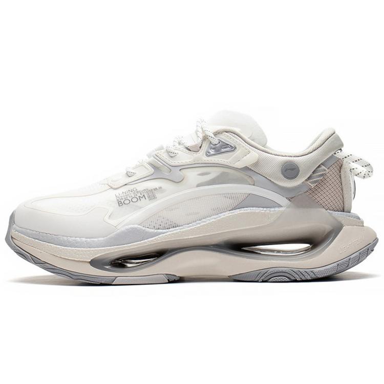 New LiNing Beyond Cushioning Anti-Slip And Wear-Resistant Lightweight Rebound Low-Top Sports Casual Shoes Men's White Gray AZGS085-2