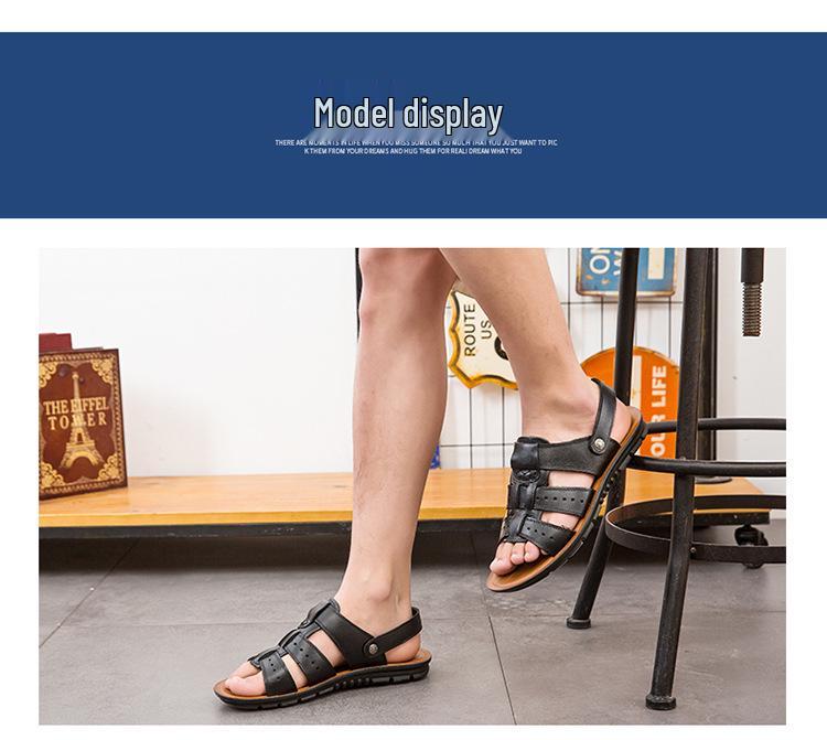 Men's Extra Large Cowhide Beach Sandals, Summer 2025, Sizes 46-47