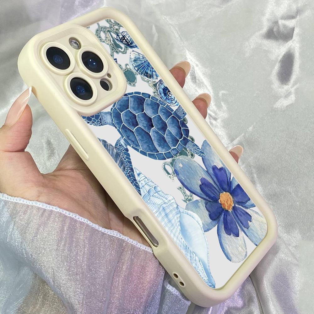 JT100 Blue Starfish Turtle for iPhone 17 16 15 14 Pro Max Samsung S26 S25 S24 Ultra A17 A16 A07 A56 A06 Xiaomi 15T Redmi 14C 15c Note 14 Soft TPU Case