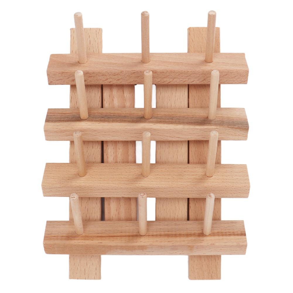 Beech Wood Wooden Thread Rack Foldable Design Bobbin Organizer  For DIY Embroidery