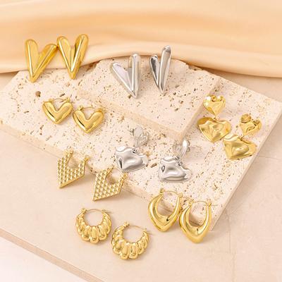 Stainless Steel Jewelry  Titanium Steel Earrings Stainless Steel Earrings Senior Sense of Light Luxury Does Not Lose Color Ins Style Summer Female