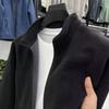 Giacca Cardigan da Uomo con Collo Alto e Zip Autunno Inverno Ispessita Calda Pile Polare Felpe con Cappuccio Monocolore