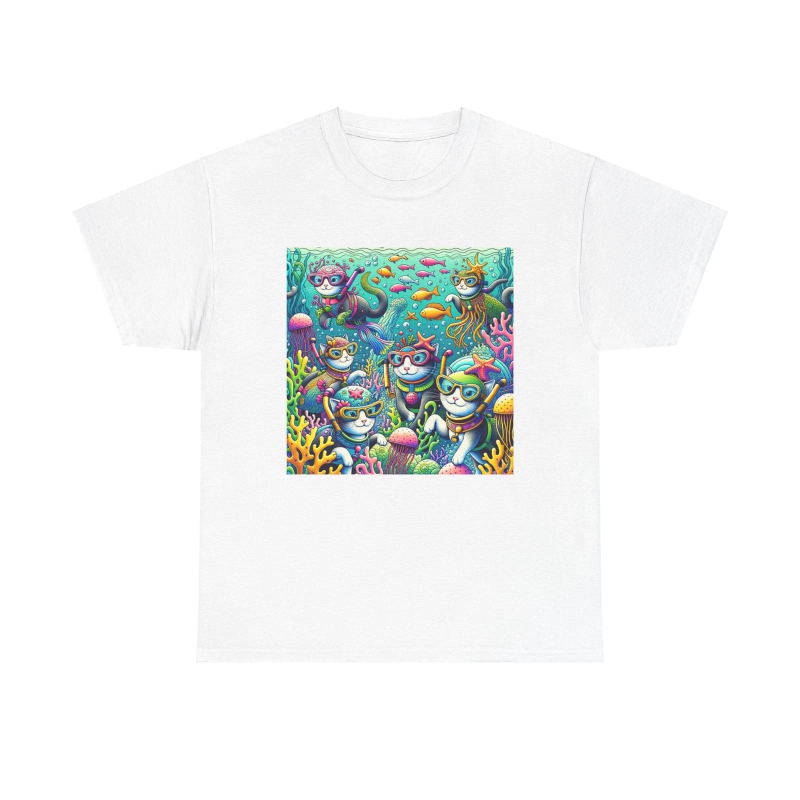 

Unisex Adult T Shirt Underwater Feline Snorkel Cats Beach Ocean Cute Joy Pet Fun M