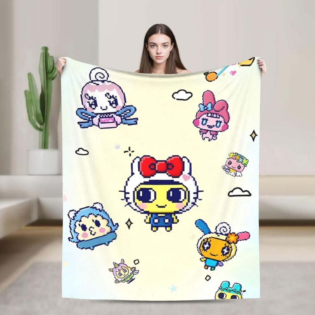 Soft Blanket Airplane Travel Tamagotchis Digital Pet Throw Blanket Flannel Bedspread For Outdoor Print Sofa Bed Cover