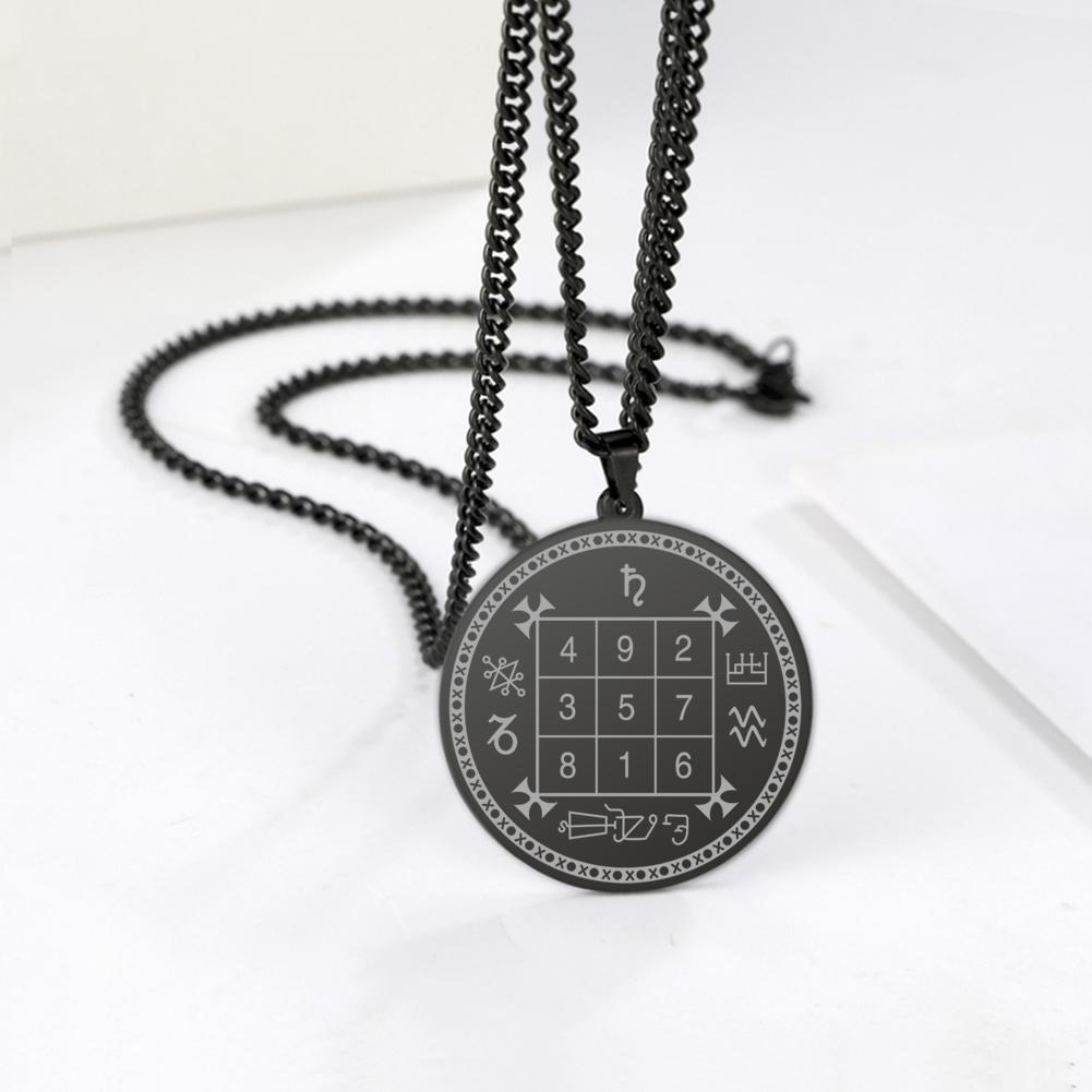 Dawapara Religious Solomon Necklace Magic Square Talisman Pendants Protection Wealth Amulet Stainless Steel Jewelry