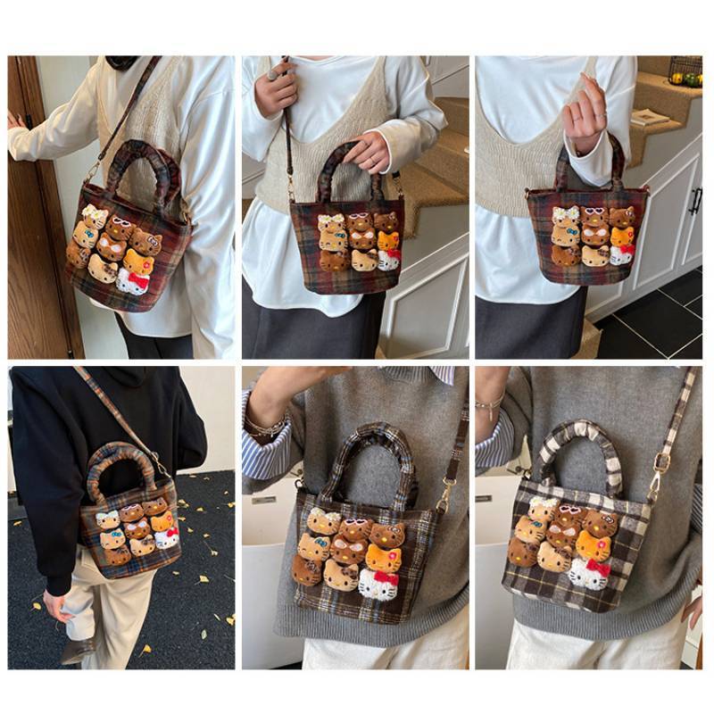 Bolso de Hombro Hello Kitty Hecho de Nailon Duradero Con Bolsillo para Móvil Para Mujer
