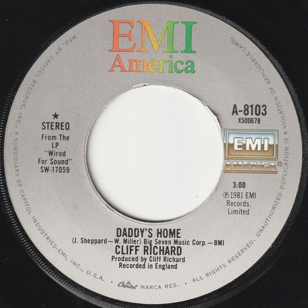

7inch Record CLIFF RICHARD - Daddy s Home A8103 EMI America 1981 US Rock Used