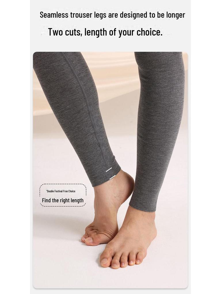 Peach Heart Collar Cashmere Silk Thermal Underwear Set – Women's High Waist Autumn/Winter Clothes and Pants