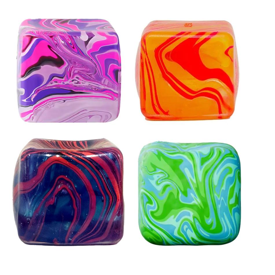 Soft Glutinous Stress-Relief Toy Cube Gel-Filled Stretchable Slow Rebound Sensory Ball Ice Cube Simulation For Therapeutic P