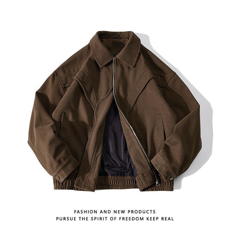 

2025 American Retro Washed Loose Workwear Jacket - Trendy Lapel Coat for Spring and Autumn L коричневий