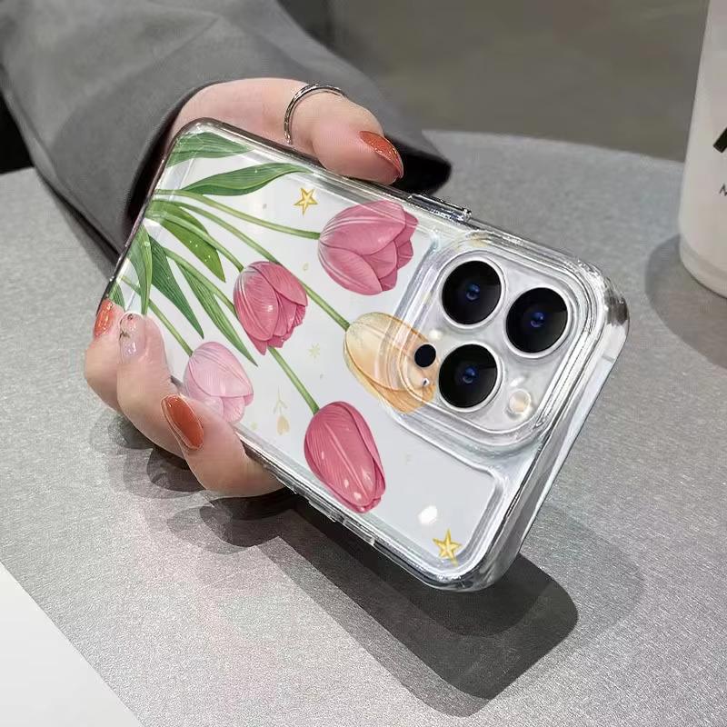Transparent Tulip Flower and Star TPU Phone Case For Samsung Galaxy A53 A71 A72 A73 S26 S25 S24 Ultra S23 S22 S21 S20 Plus Cover