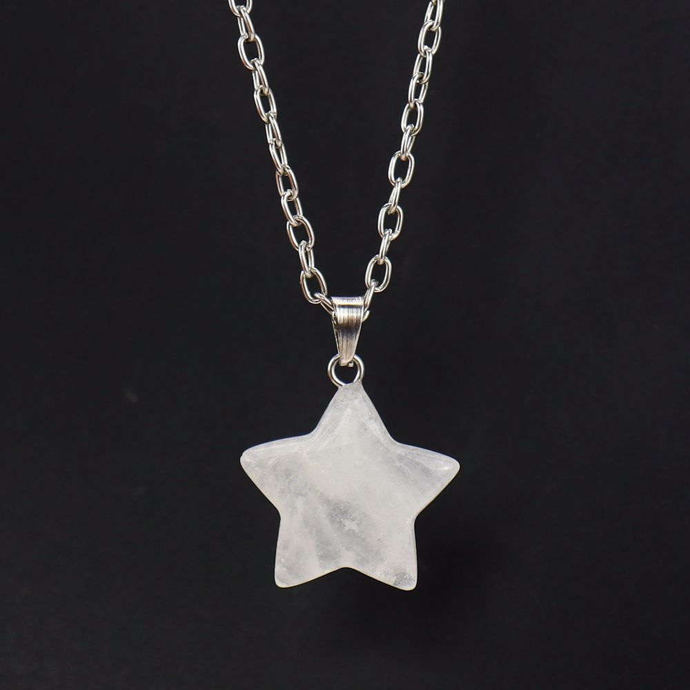 Natural Crystal Rough Stone Pendant, Five-Pointed Star Necklace, Small Star Jewelry Accessories N676