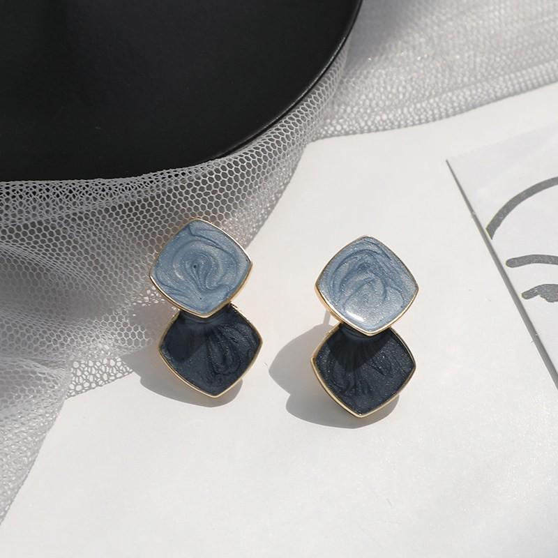 

Элегантные геометрические серьги-пусеты квадратной формы из серебра 925 пробы для женщин