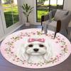 Bow tie puppy Round Area Rug,Carpet Rug for Living Room Bedroom Sofa Playroom Decor,Non slip Floor Mat