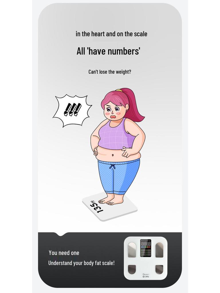 YunKangbao Intelligente Wiederaufladbare Fitnesswaage mit Herzfrequenz- und Körperfettanalyse