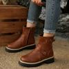 Botines de Tobillo de Punta Redonda de Ancho Especial para Mujer, Botas Martin de Plataforma Estilo Británico, Botas de Montar Finas con Cremallera Lateral para Mujer