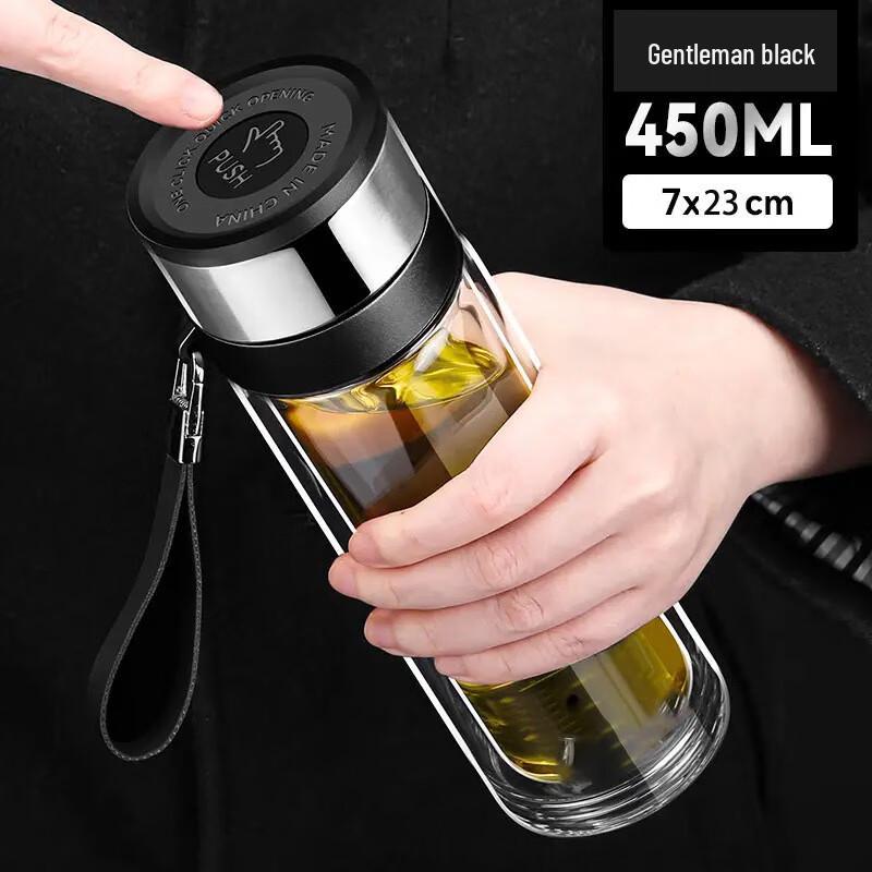 Shangqi Press-Type Quick-Open Double-Layer Insulated Glass Cup