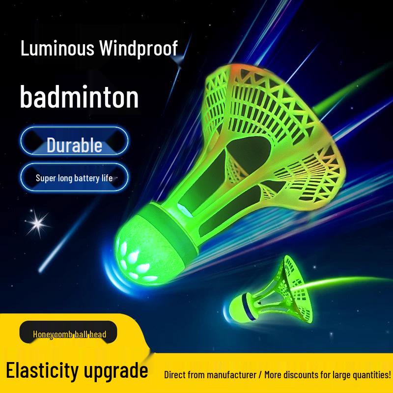 Luminous Windproof Glowing High-Elasticity Nylon Badminton Ball for Indoor and Outdoor Training