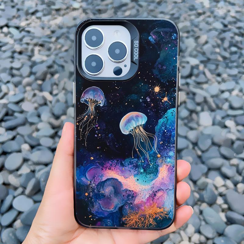 

Чехол для телефона Морское существо Медуза для iPhone 16 15 Pro Max Plus 14 13 Mini 12 11 Pro Max Ударопрочная Лазерная задняя крышка Fundas iphone 16Plus