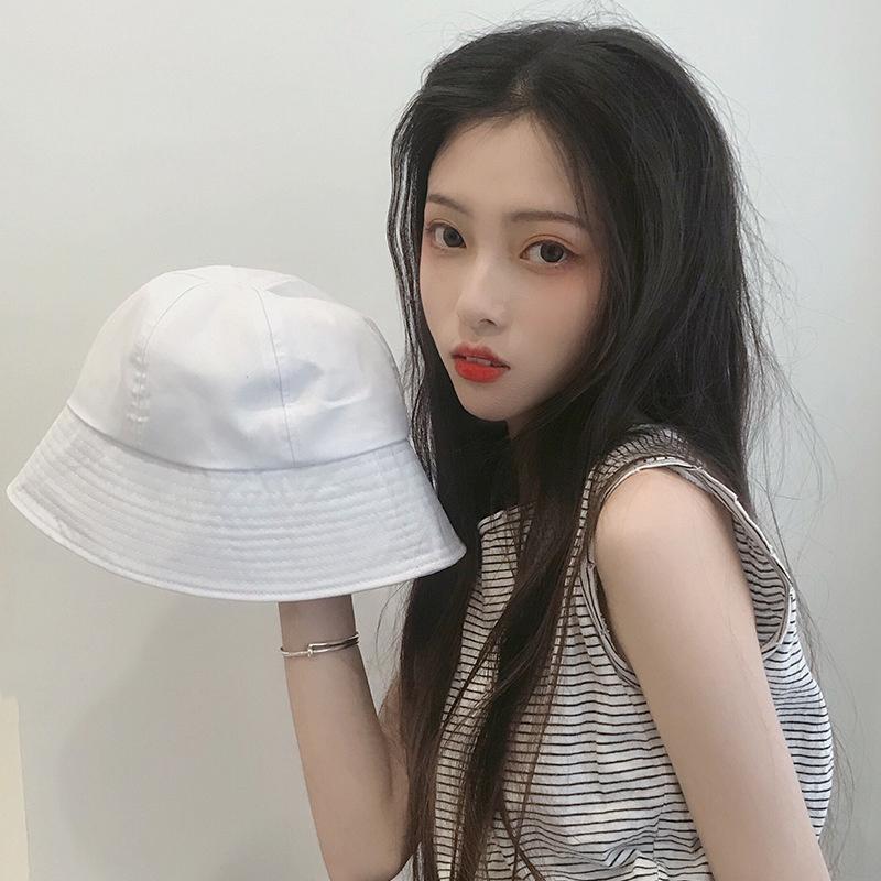 Summer Bucket Hat For Women Outdoor Foldable Fisherman Cap Solid Color Cotton Girls Panama Beach Sun Hat