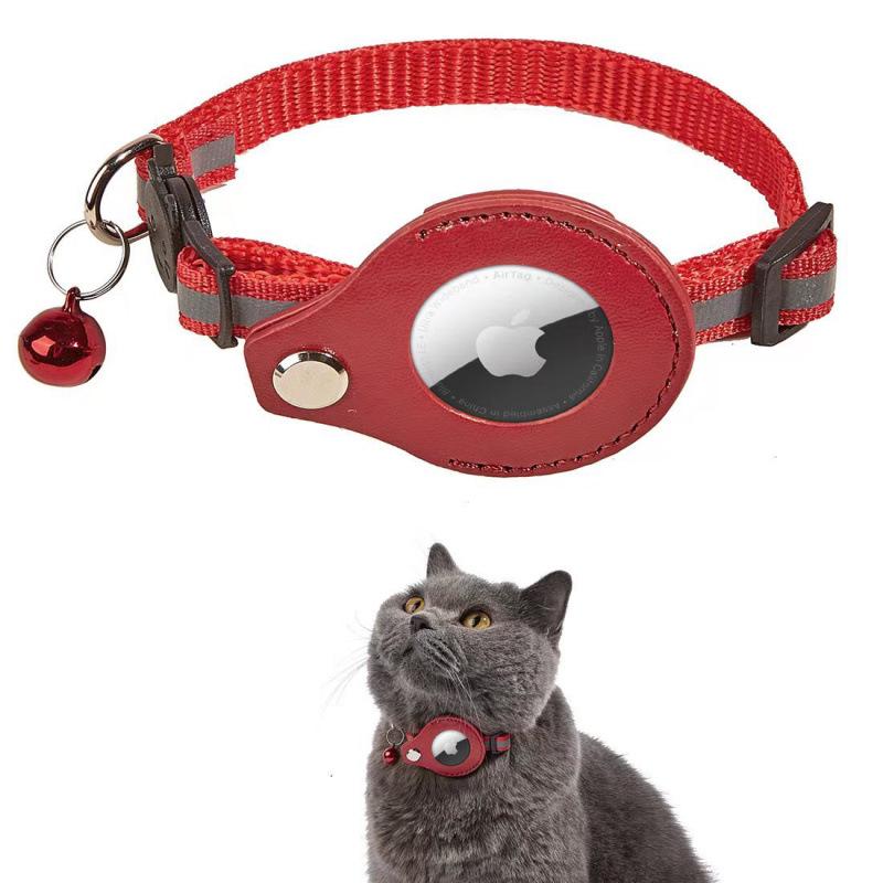 Reflective Cat Collar with Airtag Holder and Bell - Anti-Lost Tracker for Cats
