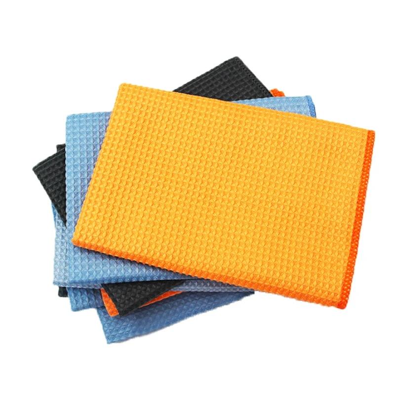 Car Wash Towel Glass Cleaning Water Drying Microfiber Window Clean Wipe Auto Detailing Waffle Weave for Kitchen Bath 40*40cm