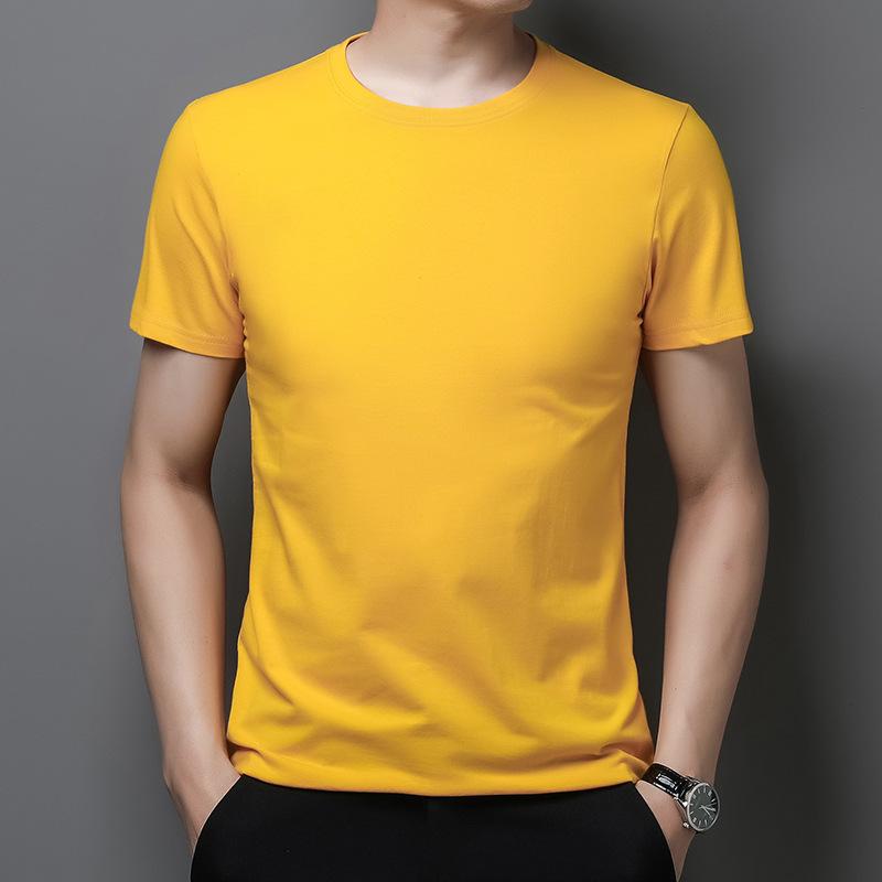 Men's Summer 2022 Pure Cotton Crew Neck T-shirt - Solid Color, Short Sleeve, Casual Fit