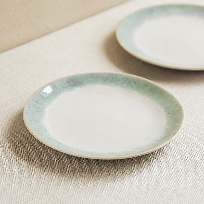 High Value Blue Edge Plate Ceramic Plate Shallow Plate Household Round Plate Tableware Dish Dessert Plate Restaurant Plate