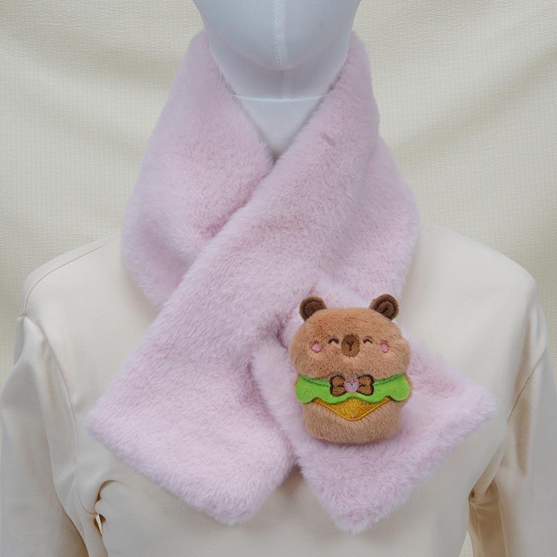 Children's Cartoon Panda Plush Scarf - Warm, Windproof Neck Gaiter for Autumn/Winter Boys & Girls.