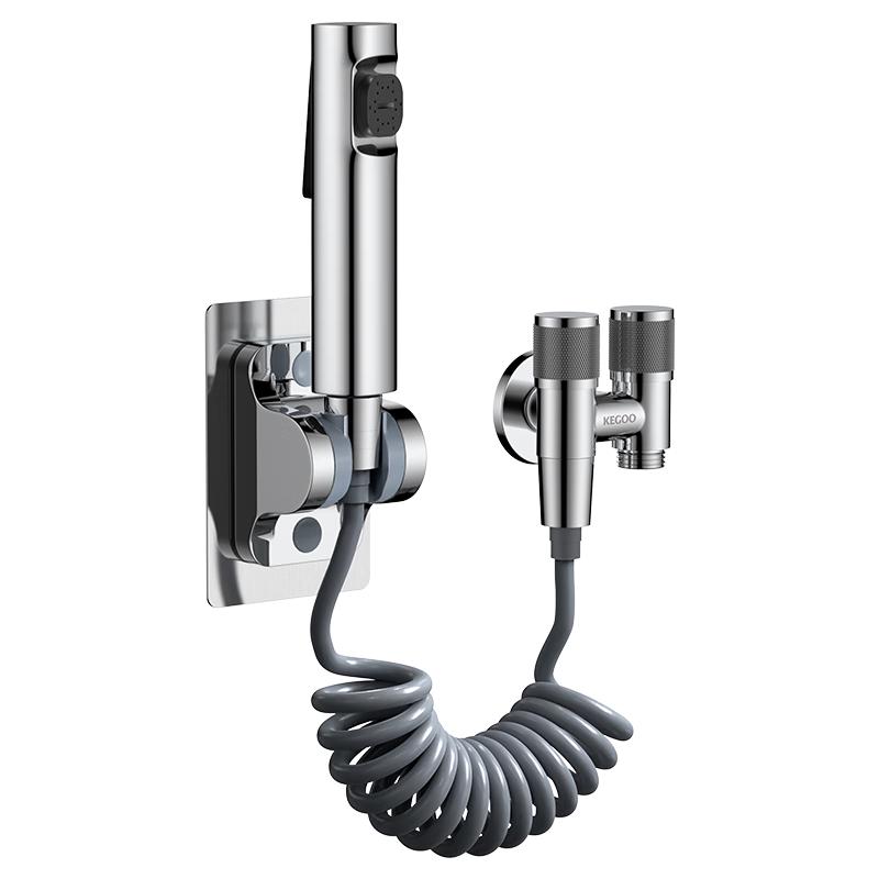 KEGOO Toilet Bidet Sprayer with Dual Outlet Angle Valve Set