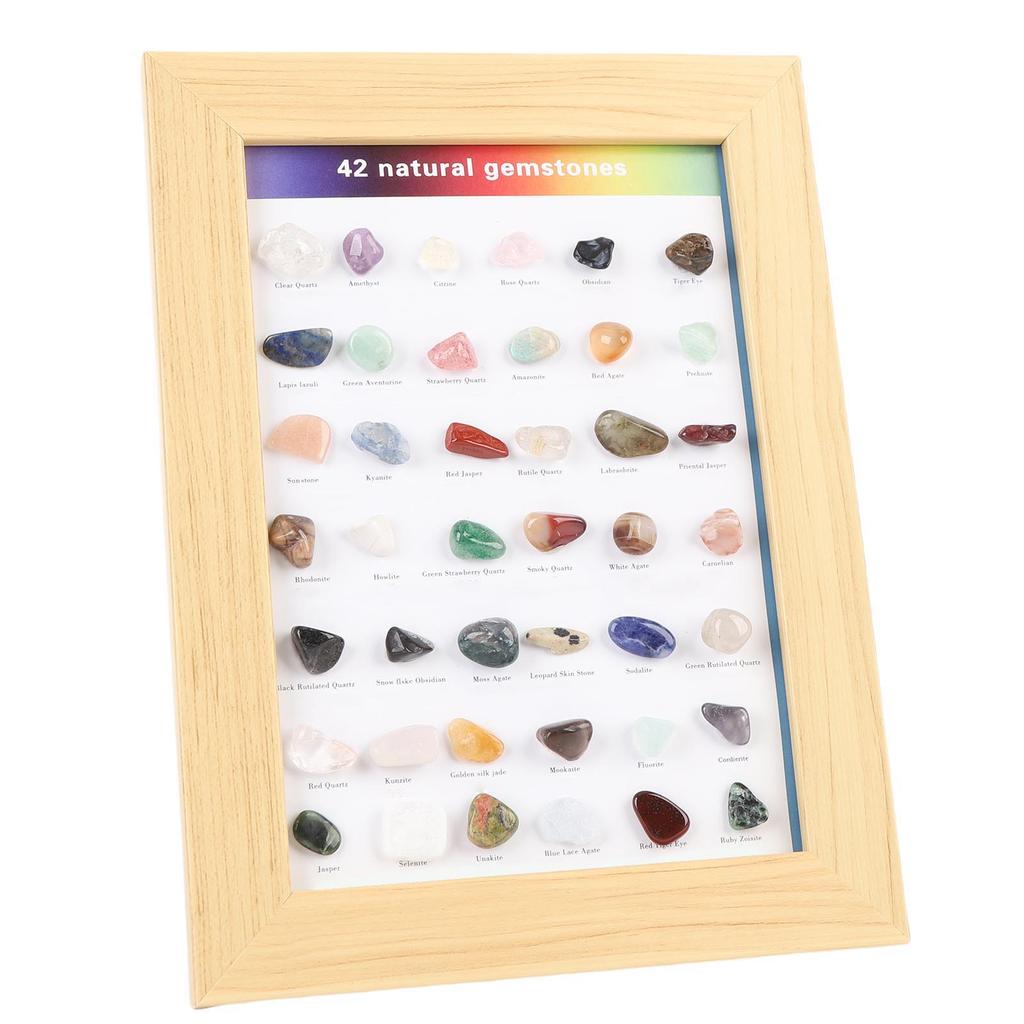 Rocks Collection Set 42 Types Multlfunctional Geography Gemstones and Crystals Set for Education