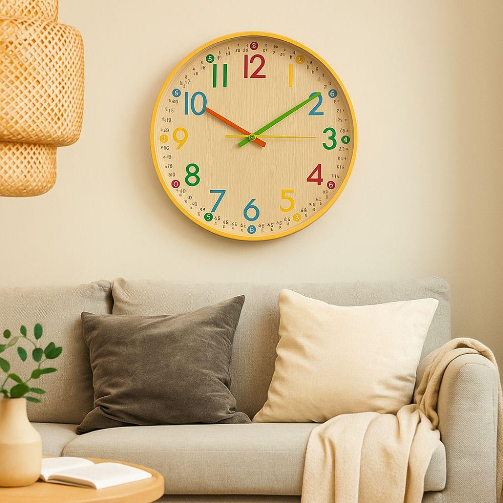Colorful Numeral Wall Clock 12 Inch Quartz Clock Decorative Children Clock  Bedroom Decor