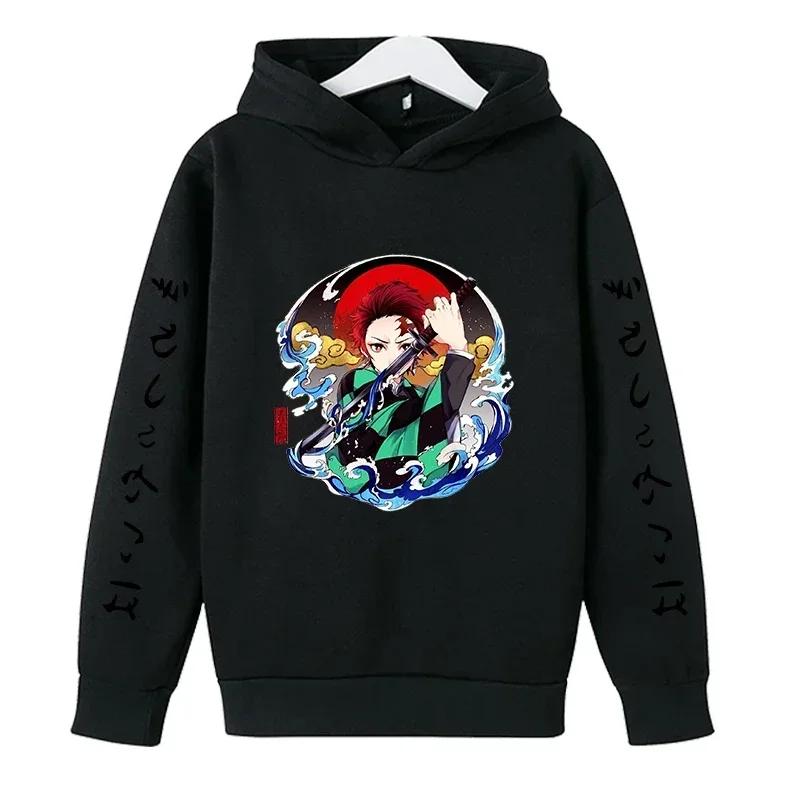 New Spring Autumn Demon Slayer Hooded Children's Hoodie Kids Clothing Hoodie Boys Long Sleeve Anime Yaiba Pullover Sweatshirt