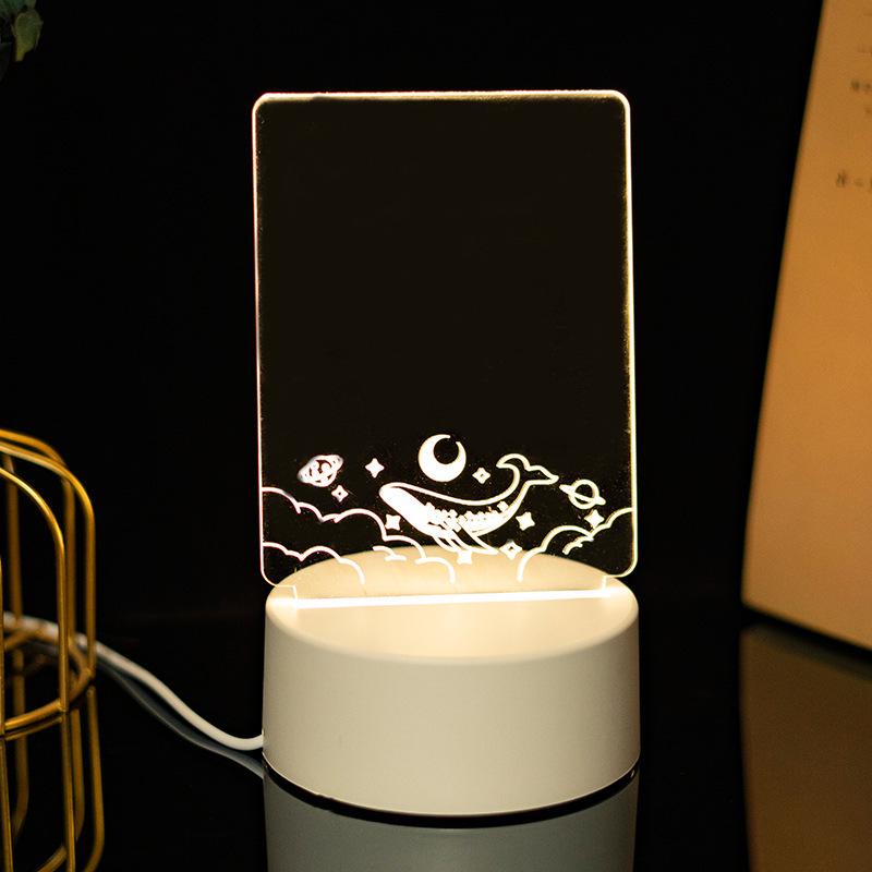 3D Acrylic LED Handwriting Tablet Night Light with Erasable Glow Message Board