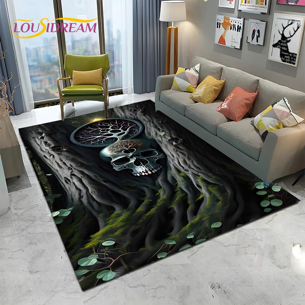 Přírodní strom života Viking Norse Yggdrasil Koberec pro domácí obývací pokoj Ložnice Pohovka Rohožka Dekor, Koberec pro děti Protiskluzová podložka