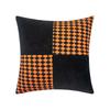 Houndstooth Splicing Pillow Case Sofa Decoration Cushion Cover Living Room Bedroom Waist Pillow Velvet Ball Pillow