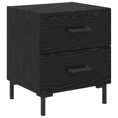 Nightstand Black Oak Effect 40 X 35 X 47.5 Cm Engineered Wood