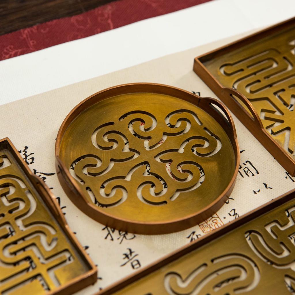 Refined Copper Vintage Inverted T Incense Seal, Round & Rectangular Large Size Incense Molds, Traditional Incense Stamping Tools for Incense Ceremony