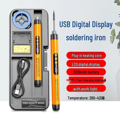 Wireless USB Rechargeable Soldering Iron, 5V 8W with 1000mAh Battery and Digital Display - Ideal for Home Use