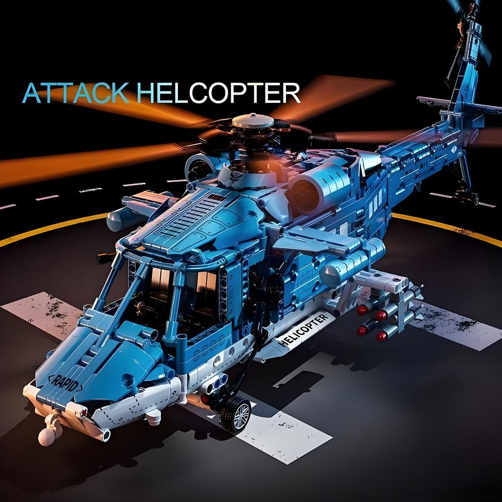 Large Helicopter Model Building Block Set for Adults DIY Aircraft Assembly Kit Cool Home Decor & Desktop Display ABS Material