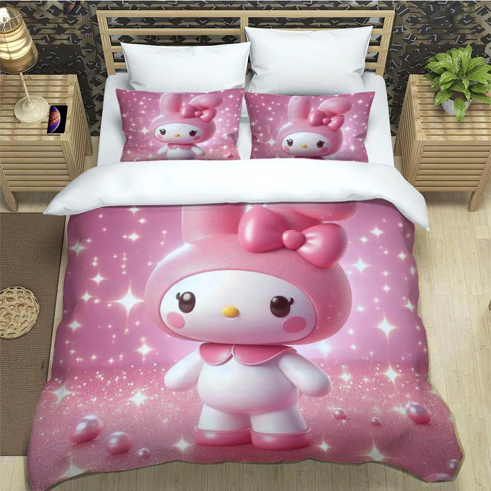 Cute My Melody Bedding Sets Exquisite Bed Pillowcase Children Duvet Cover Bed Comforter Set Bedding Set Luxury Birthday Gift