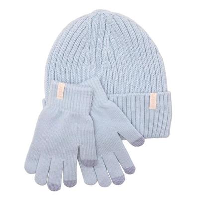 Sophia Layers Cosy Knit Hat & Glove Gift Set - Powder Blue