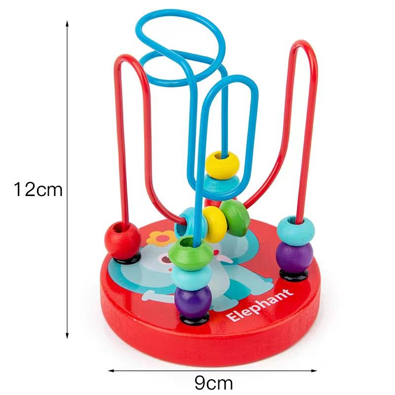 Montessori Wooden Toys Wooden Circles Bead Wire Maze Roller Coaster Educational Wood Puzzles Boys Girls Kid Toy 6+ Months