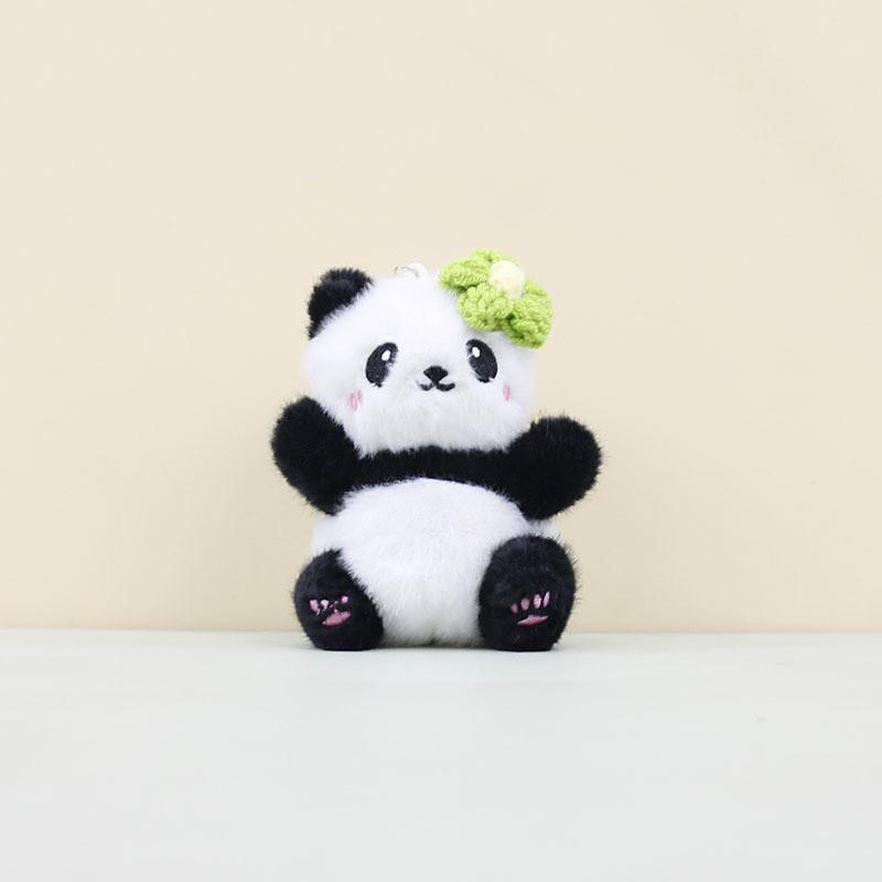 Flower Head Cute Red Panda Keychain Cartoon Girl Backpack Pendant Decorative