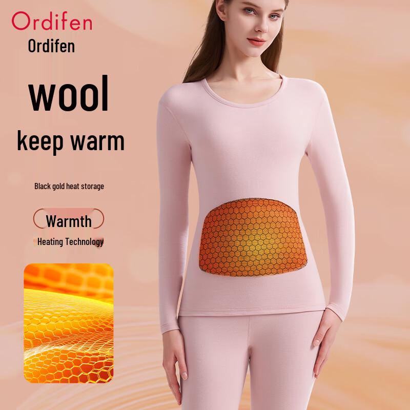 Oudifen Women's 100% Wool Thick Thermal Underwear Set